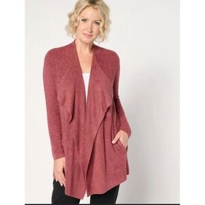 Barefoot Dreams CozyChic Lite Ribbed Island‎ Wrap Cardigan Dark Sienna 3XP